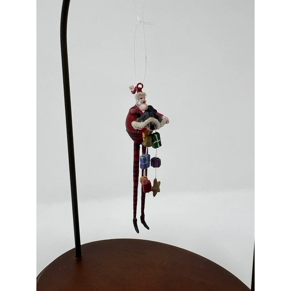 Dept 56 Mini Ornament Christmas Eve Long Legged Santa 56.36775 Red Excellent